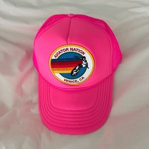 AVIATOR NATION Neon Pink Logo Trucker Hat